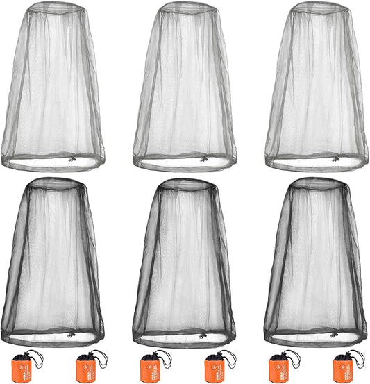 6 Packk Mosquito Covers Wearable Head Net Face Mesh Protecting Net Mosquito Fly Insects Bugs Preventing for Outdoor