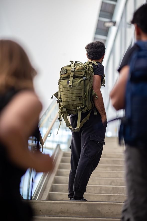 45L Elite Tactical Backpack | 3X Stronger Work & Military Backpack | Water Resistant and Heavy Duty | 3 Day MOLLE Bug Out Bag (Olive Green)