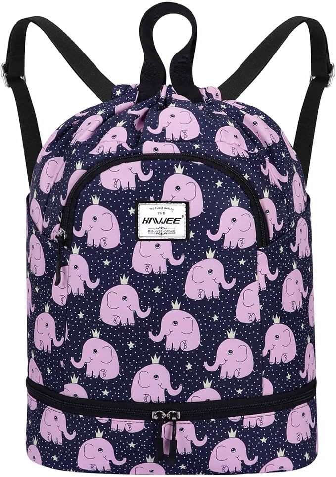 Dry Wet Drawstring Backpack with Shoe Compartment for Women Adjustable Gym Bag