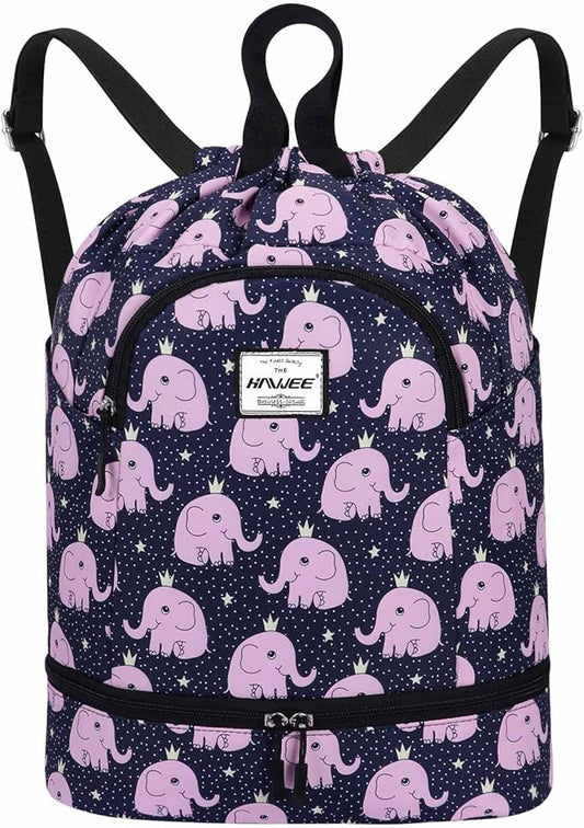 Dry Wet Drawstring Backpack with Shoe Compartment for Women Adjustable Gym Bag