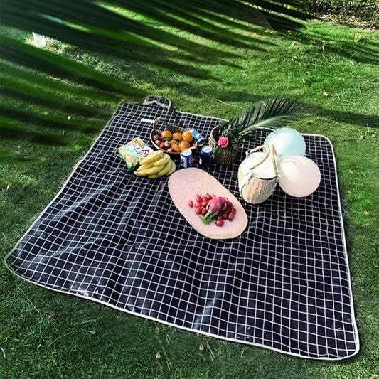 Extra Large Beach Blanket Outdoor Picnic Blankets, Foldable Waterproof Sand Free Picnic Mat for Festival BBQ Park Grass Lawn Camping Hiking Travel Concerts (Black, 80x60 in)