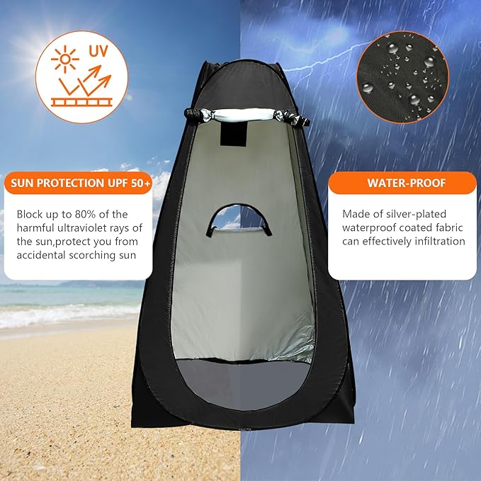 Camping Shower Tent,Pop Up Privacy Tent with Solar Shower Bag,Waterproof Pop Up Shower Tent for Portable Outdoor Toilet Shower Changing Room Sun Shelter Camping (Black/Camouflag/Green)