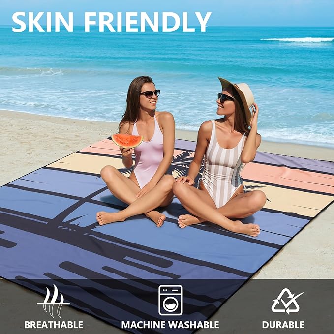 Beach Blanket Waterproof Sandproof Extra Large Beach Mat 79" X 83"/120"x108"for 1-8 Adults Quick Drying Durable Outdoor Picnic Mat for Beach Travel Camping Hiking