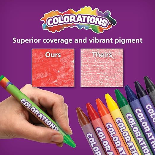 Colorations Regular Crayons, 8 Colors per set, 12 Sets included, 96 Crayons, Each set Individually Packaged, Personalize & Decorate for Gifts, Arts & Craft Craft for Children, Kids Crafts