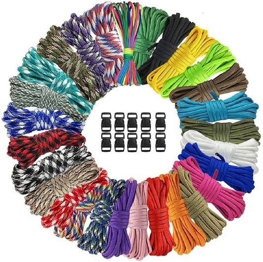 56Pcs 28 Color 10 Ft Paracord Cord 550 Bracelets Kit Vankcp Crafting Multifunction Ropes with Buckles for Lanyards Keychain Survival Rope DIY Manual Braiding Supplies