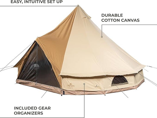 TETON Sports Canvas Tents, Tent for Family Camping in All Seasons, The Right Shelter for Your Base Camp, Waterproof