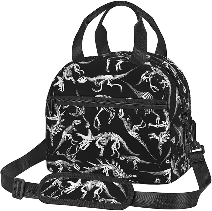 bassyil Dinosaur Insulated Lunch Bag Reusable Lunch Box With Adjustable Shoulder Strap Cooler Tote Bag For Men Women