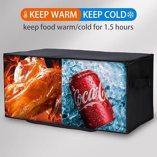 Bodaon 2-Pack Insulated Food Delivery Bag, 22" x 10" x 10" Insulated Pizza Delivery Bags for Hot/Cold Food, Black