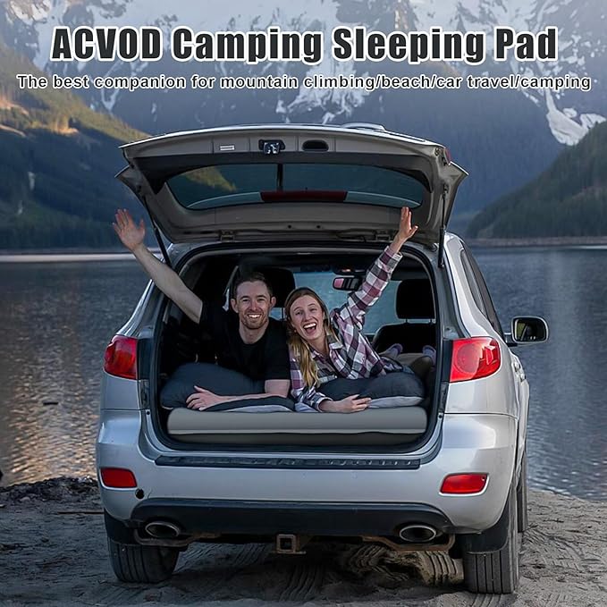 Double Sleeping Pad, Self Inflating 4.7'' Extra Thick for 2 Person Built-in Pump, Portable Camping Mattress Sleeping Mat for Backpacking Hiking Tent Travel
