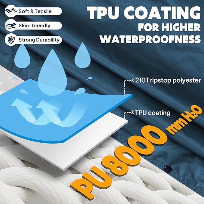 ANYOO Hooded Rain Poncho for Adults Waterproof Lightweight Rain Coat for Men Women Reusable Rain Jacket for Emergency Outdoor