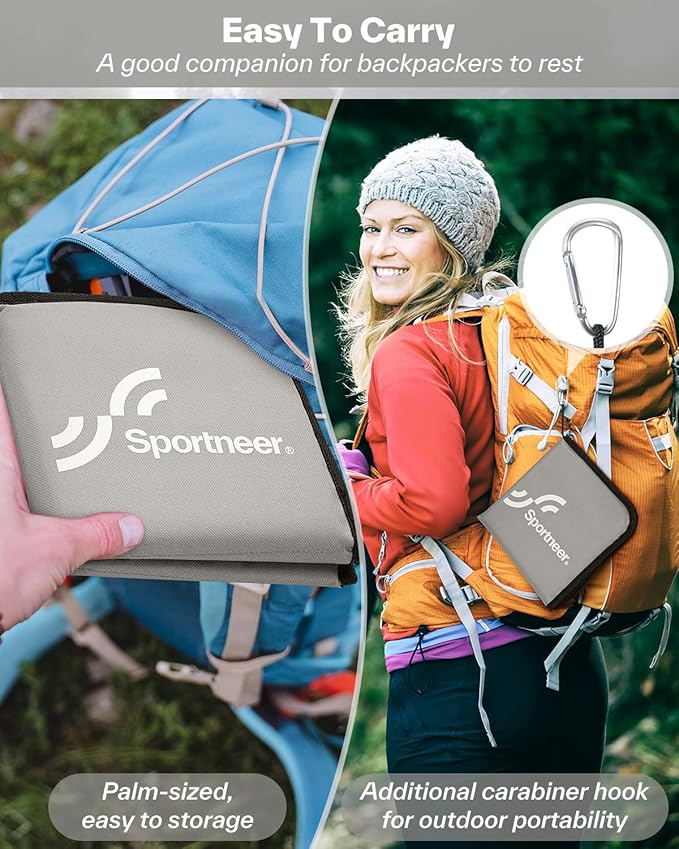 Sportneer Sitting Pad, Sit Pads for Backpacking Portable Camping Sit Pad Waterproof Folding Pad Stadium Seat Pad for for Camping Picnics Hiking