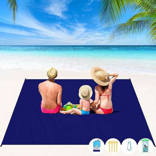 BYDOLL Beach Blanket Waterproof Sandproof 78''×81'' 1-7 Adults Oversized Lightweight Large Picnic Mat Waterproof Sandproof Blanket for Beach