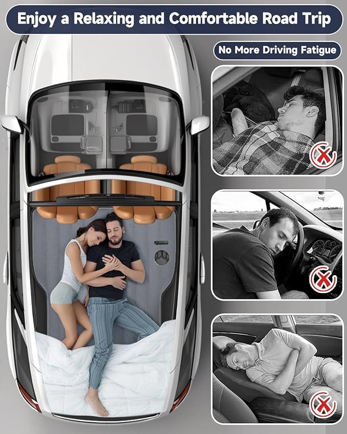 Umbrauto Air Mattress for Tesla Model Y, Custom Inflatable Camping Bed for Back Trunk, Upgraded Sleeping Pad w/Soft Flocking Surface, Durable 210T Fabric Bottom, Portable Pump for SUV Outdoor Travel