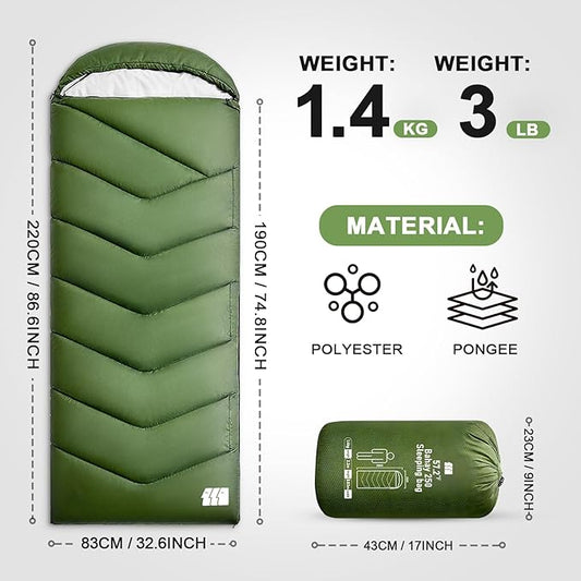 Sleeping Bags for Adults Cold Weather,Portable, Waterproof,Lightweight Sleeping Bag for Tall Girls Boys with Compression Sack for Warm Camping, Hiking, Outdoor & Indoor