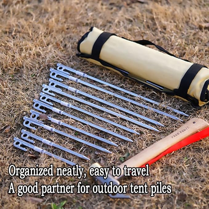 Campingmoon Tent Storage Bag, Can Holds 20 of The Long Tent Stakes, Thickened Canvas Can Withstand Tent Stakes Heavy Duty, B-135