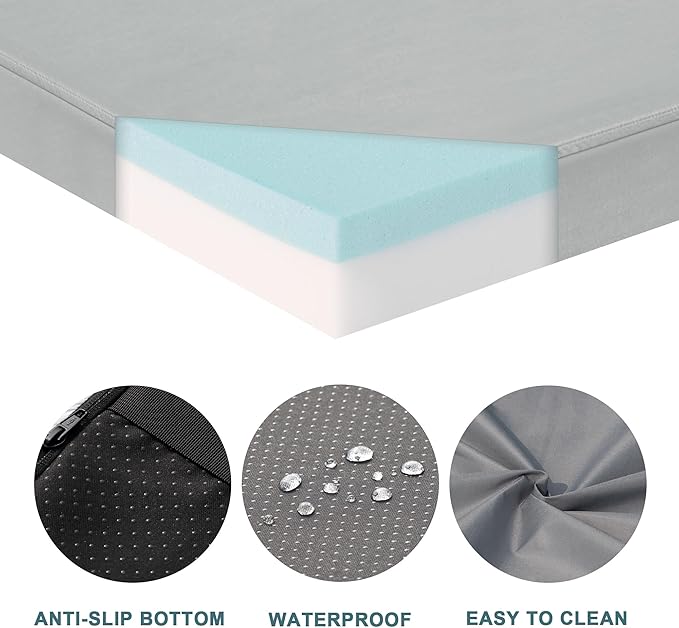 Memory Foam Camping Mattress Pad, CertiPUR-US Waterproof Portable Roll Up Mattress for Adults, Thick Floor Sleeping Mat Pad for Car Truck Tent with Travel Bag