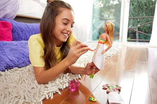 Barbie Crayola Rainbow Fruit Surprise Pineapple-Scented Blonde Doll and Fashions, Creative Art Fashion Toy, Gift for 5 Year Olds and Up