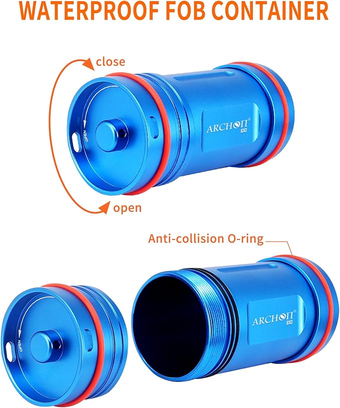 ARCHON Aluminum Alloy Waterproof Car Key Holder FOB Case, Keychain Dry Storage Box for Swimming,Diving Essential, Small Bag Kit for Boating