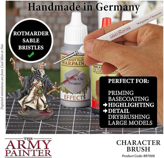 The Army Painter Wargamer: Character Brush - Fine Detail Paint Brush Set with Rotmarder Sable Hair - Small Paint Brush, Model Paint Brush, Fine Tip Paint Brushes for Acrylic and Miniature Painting