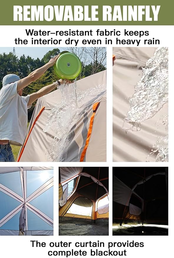 Camping Tents, 4-8 Person Stand Up Tent, Straight-Wall Design,with Full-Coverage PU-Coated All-Around Tents for Camping, Hiking, Picnic, Bivy