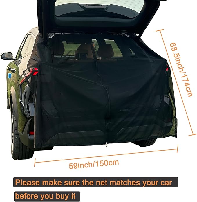 Car Camping Net Car Tailgate Net Car Tailgate Mosquito Net Rear Magnetic Mount Breathable Mesh Tent Camping Accessories for SUV UV MPV Camping