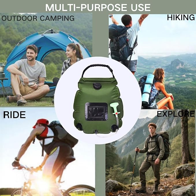 Outdoor Camping Solar Portable Shower,5 Gal/20l Solar Showers for Camping,Portable Shower Bag for Camping,Hiking,Swimming,Camping Gear