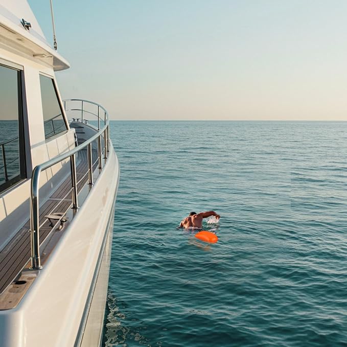 Swim Buoy for Open Water, High-Visibility Swim Safety Float Waterproof Dry Bag for Swimmers Triathletes Kayakers Snorkelers, Swimming Open Water Buoy for Safer Swim Training