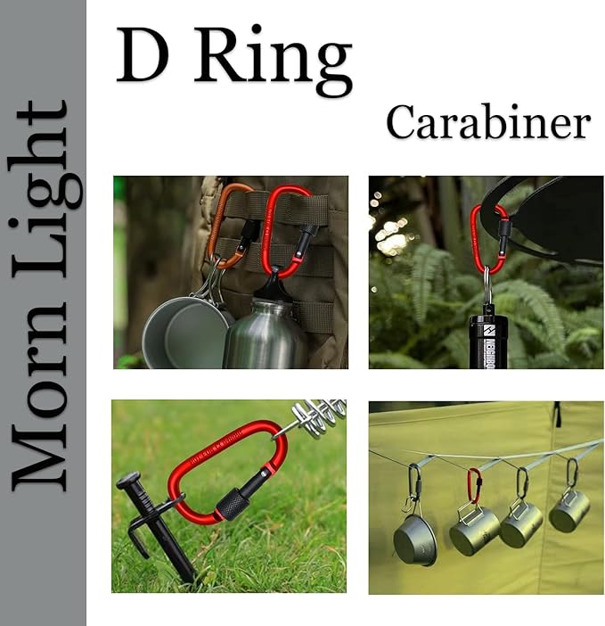 6 Pack Small Locking Carabiner Clips - 3 Inch Aluminum Alloy D-Ring Key Hooks with Twist Lock, Secure for Keys, Pet Leash, Travel Accessories (Not for Climbing)