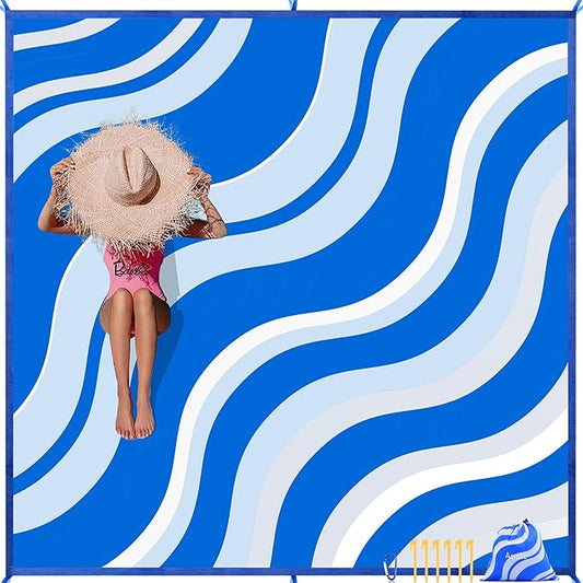Beach Blanket Sandproof, Extra Large Beach Mat 80"*80" for 1-8 Persons,Waterproof Outdoor Picnic Blankets, Lightweight Beach Essentials for Camping,Traveling,Hiking (Dark Blue, 80"*80")