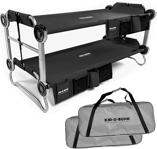 Disc-O-Bed Youth Double Cot Kid-O-Bunk, Modular for Bunk Beds, Dual Cots, or Bench with 2 Carry Bags for Portable Transport