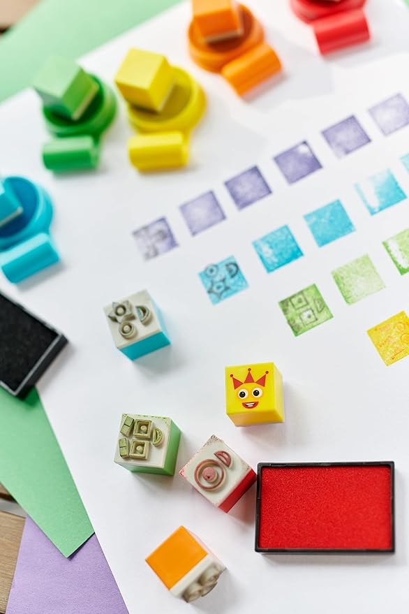 hand2mind Numberblocks Stampoline Park Stamp Activity Set, 20 Kids Stamps, 12 Washable Ink Pads, Number Toys, Preschool Learning Activities, Math Toys, Toddler Counting Toys, Birthday Gifts for Kids