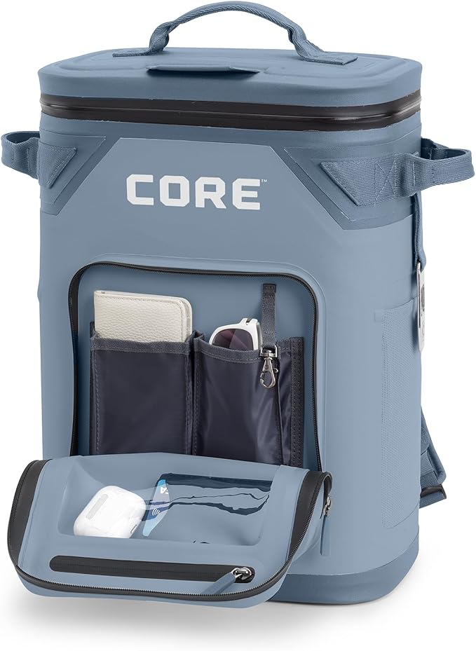 CORE Magnetic Leak Proof Soft Cooler with Waterproof Zipper | Insulated Bag Portable Ice Chest Box | Best Soft Cooler for Food & Beverages for Tailgating, Car Camping, Travel, and Family Beach Picnics