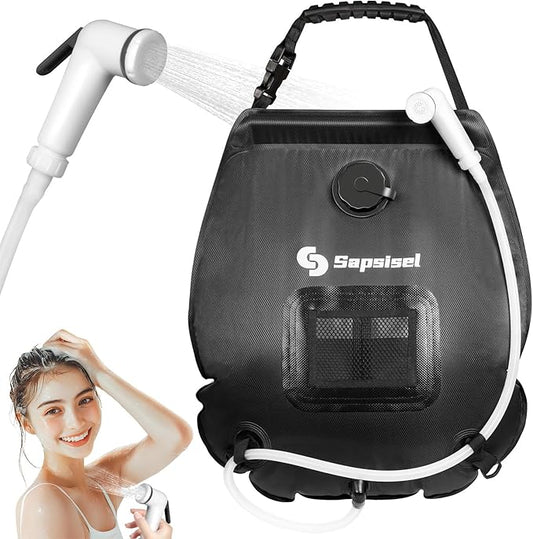 sapsisel Camping Shower Bag, 5 Gal/20L Solar Heating Camping Shower with Upgraded Hose and Shower Head,Portable Shower for Camping,Solar Shower