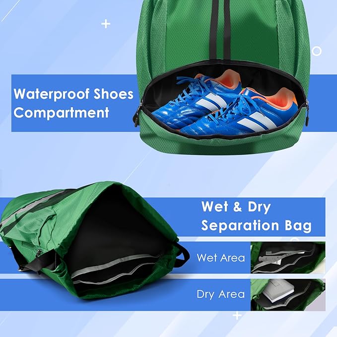 BROTOU Soccer Bags, Football Backpack, Volleyball Bag, Drawstring Soccer Backpack with Ball and Shoe Compartment