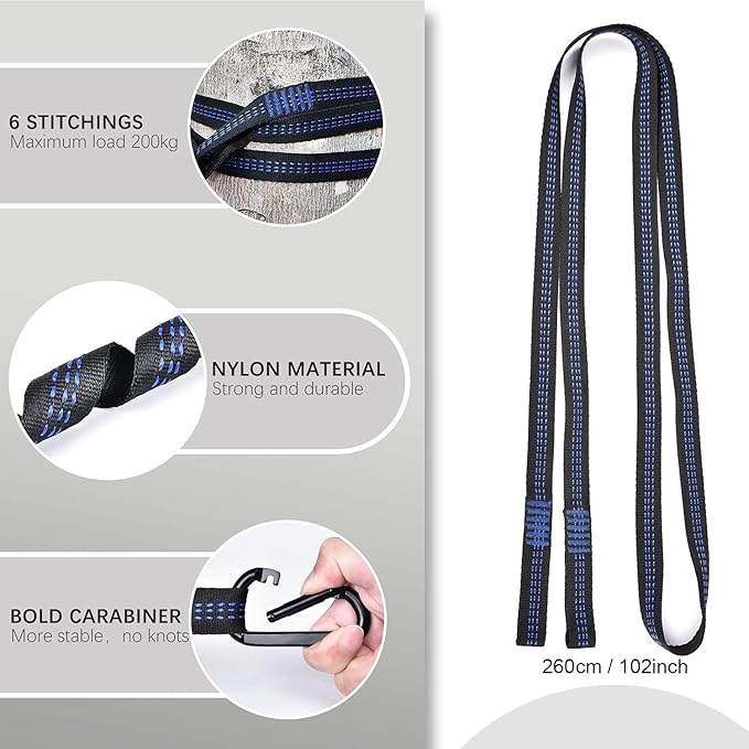 Camping Hammock with Mosquito Net Rain Fly Heavy Duty Tree Strap Nylon Parachute Single Double Hammock Tent Waterproof Rainfly Set for Camping Backpacking Backyard Patio Hiking Travel Outdoor