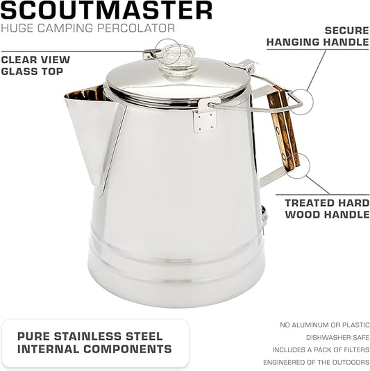 COLETTI Scoutmaster Coffee Percolator Camping — The Ultimate Camping Coffee Maker [24 Cup]