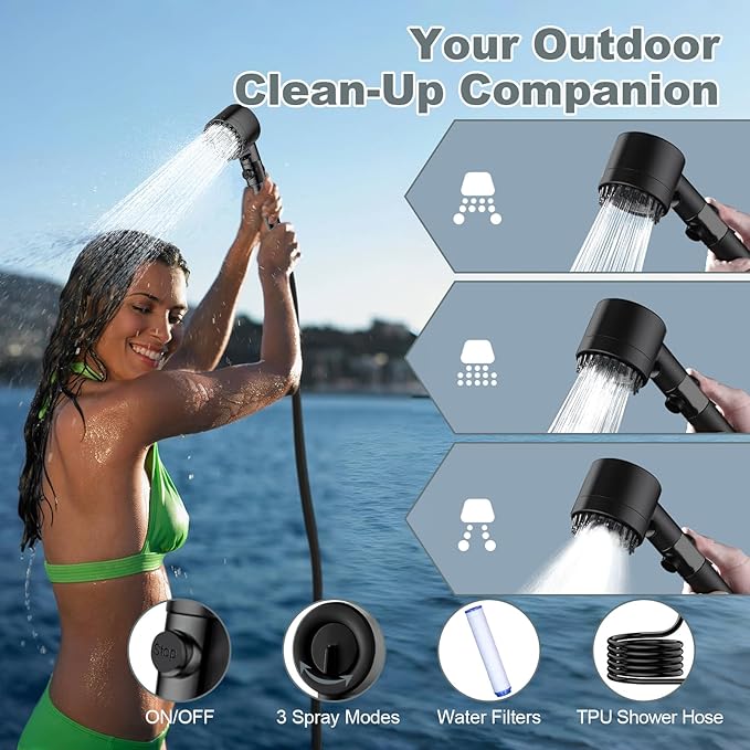 Portable Shower for Camping, 5 Gal/20 L Solar Heating Camping Shower Bag with Shower Pump, Portable Shower Head, Essential for Camping,Festivals, Overlanding, Beach Trips,Outdoor Showers
