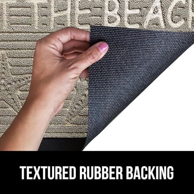 GORILLA GRIP 100% Waterproof All-Season WeatherMax Doormat, 47x35, Durable Natural Rubber, Stain and Fade Resistant, Low Profile, Indoor Outdoor Door Mats, Easy Clean Patio Entrance Mat, Sand Beach