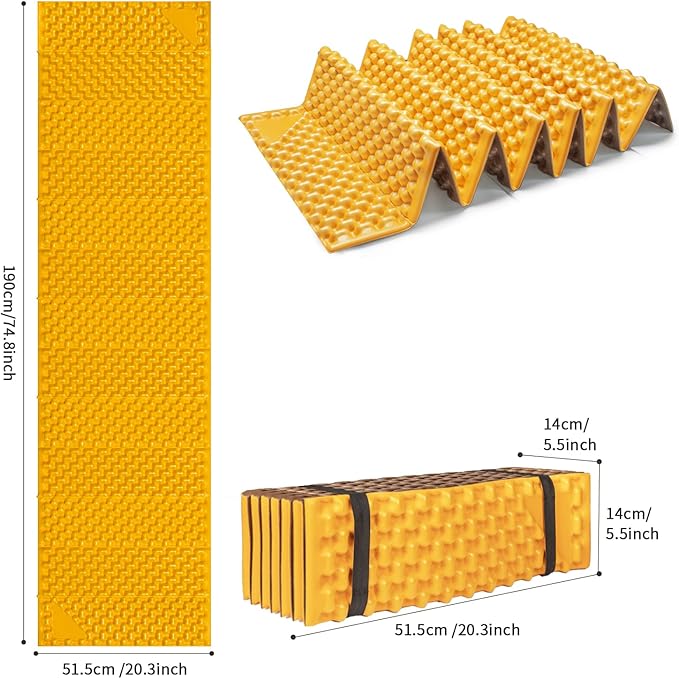 Foam Camping Pads for Hiking, Ultralight Closed Cell Mattress, Waterproof Soft Mat for Adults, Wide Picnic Yoga Mats, Folding Sleeping Pad for Outdoor Backpacking