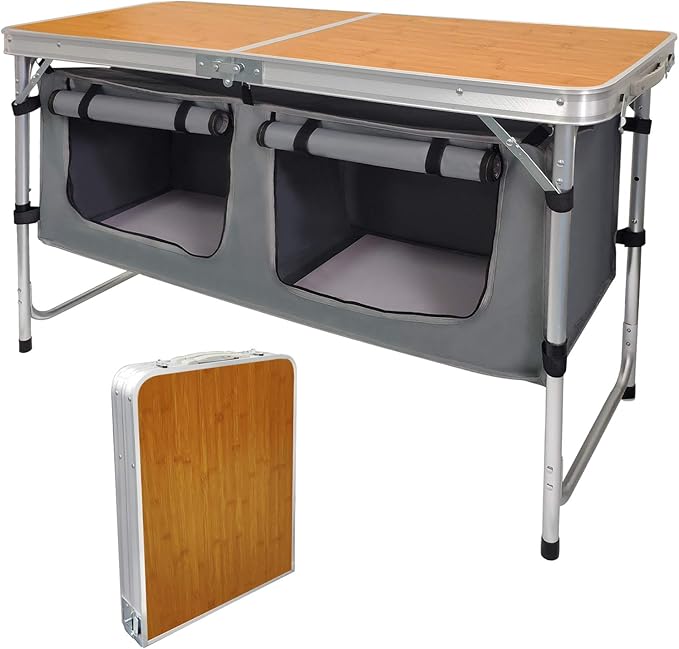 Camping Folding Aluminum Table with Adjustable Legs for Outdoor Travel Beach, Backyards, BBQ, Party and Picnic Foldable Table