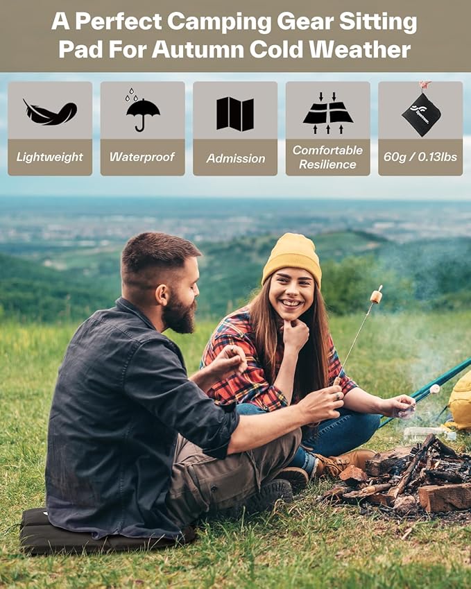 Sportneer Sitting Pad, Sit Pads for Backpacking Portable Camping Sit Pad Waterproof Folding Pad Stadium Seat Pad for for Camping Picnics Hiking