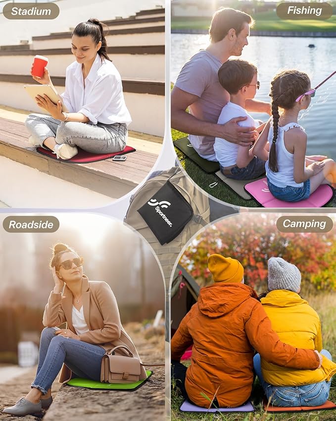 Sportneer Sitting Pad, Sit Pads for Backpacking Portable Camping Sit Pad Waterproof Folding Pad Stadium Seat Pad for for Camping Picnics Hiking