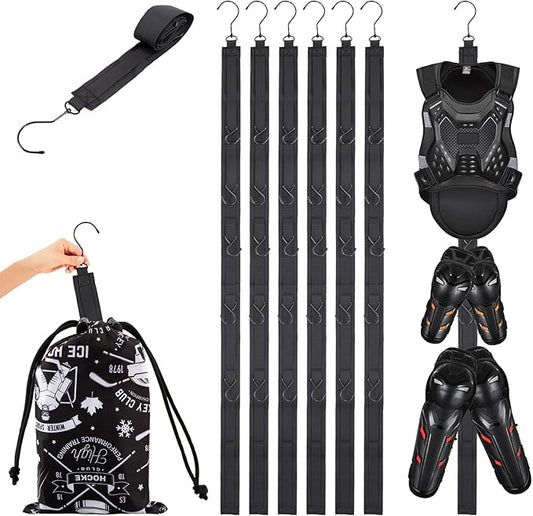6 PACK Hockey Drying Rack with Storage Bag,Hockey Equipment Gear Drying Rack, Sports Gear Organizer Hanging Straps,Ice Goalie Hockey Gifts For Boys Football Baseball Catcher.Outdoor Camping Must Have