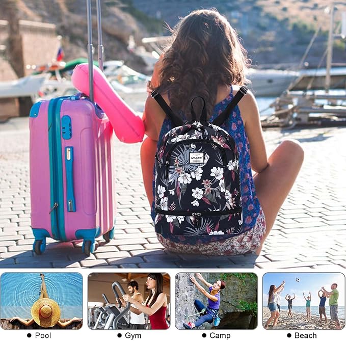 Dry Wet Drawstring Backpack with Shoe Compartment for Women Adjustable Gym Bag