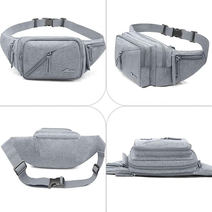 Fanny Pack Waterproof Waist Bag Pack Men Women Hip Bum Bag With Water Bottle Holder Adjustable Strap Suitable For Outdoors Workout Traveling Hiking Cycling Dog Walking Pouch Bag(Grey)