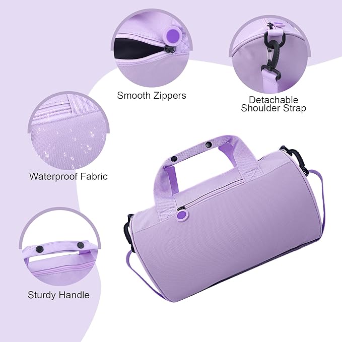 Gym Bag for Women, Waterproof Travel Bag with Wet Clothes Compartments and Adjustable Strap, Small Duffel Bag for Sports, Gyms and Weekend Getaway