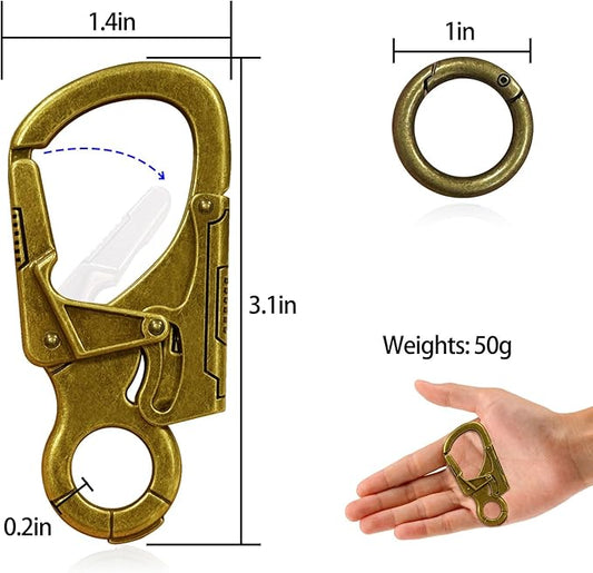 Ahiller Muscular Carabiner Hook，3.1" Alloy Thick Keychain Clip for Man, Outdoor Camping, Hiking Accessories, Key Ring