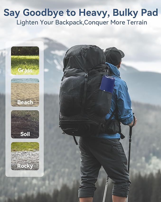 Hikenture Double Sleeping Pad,Extra Thick 3.75in Camping Mattress 2 Person,Queen Size Inflatable Air Mat,Lightweight and Compact,for Backpacking,Car Camping,Hiking,Tent,Cot(Navy Pumpsack)