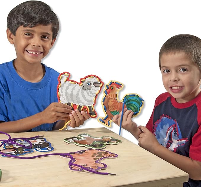 Melissa & Doug Lace and Trace Activity Set: 5 Wooden Panels and 5 Matching Laces - Farm