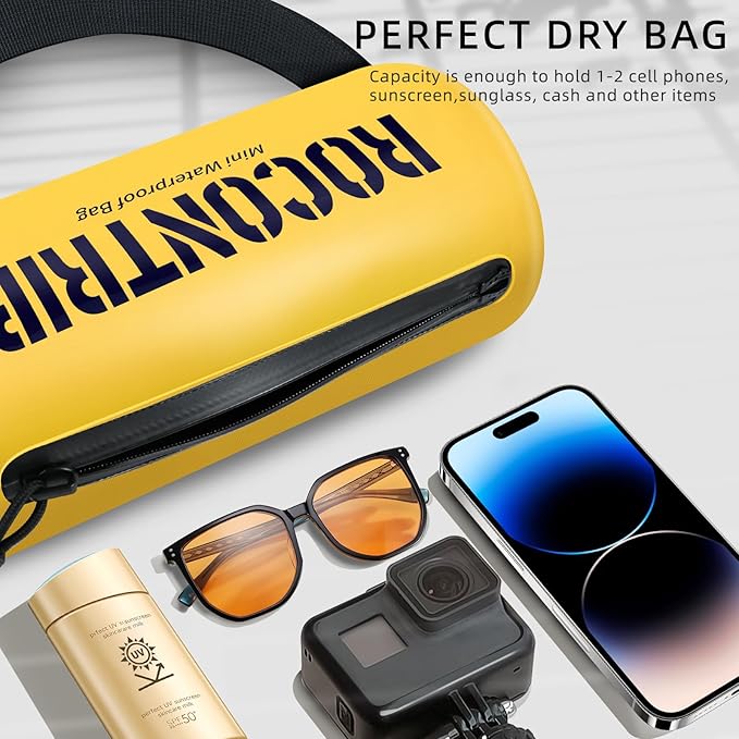 ROCONTRIP Crossbody Waterproof Bag IPX8 Dry Bag With Airtight Zipper Dry Sacks lightweight Portable Swimming Bag For Swimming Kayaking Camping Boating Rafting Fishing Travelling Snorkeling